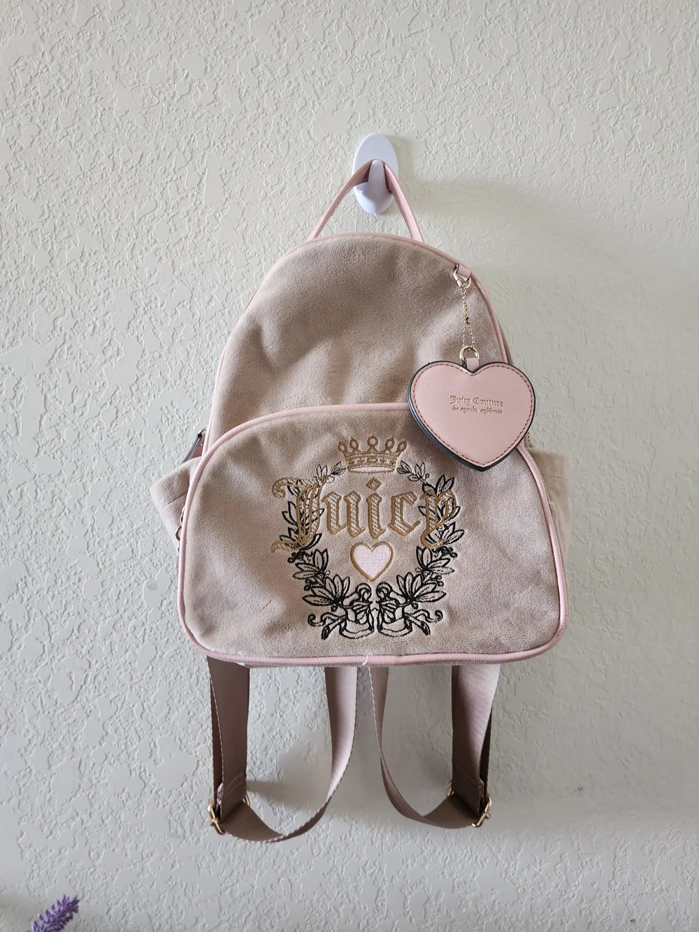 Juicy Couture Pink & Tan Logo Backpack